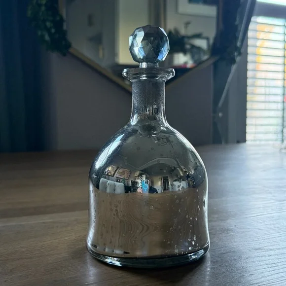 West Elm Silver Glass Decanter with Crystal Stopper - Picture 2 of 7
